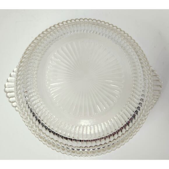 Vintage Clear Pressed Glass Serving Bowl with Handles Salad Fruit Dish - Picture 5 of 6